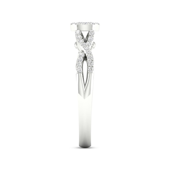 Thumbnail Image 3 of Multi-Diamond Oval Twist Promise Ring 1/6 ct tw Sterling Silver
