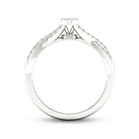Thumbnail Image 4 of Multi-Diamond Oval Twist Promise Ring 1/6 ct tw Sterling Silver