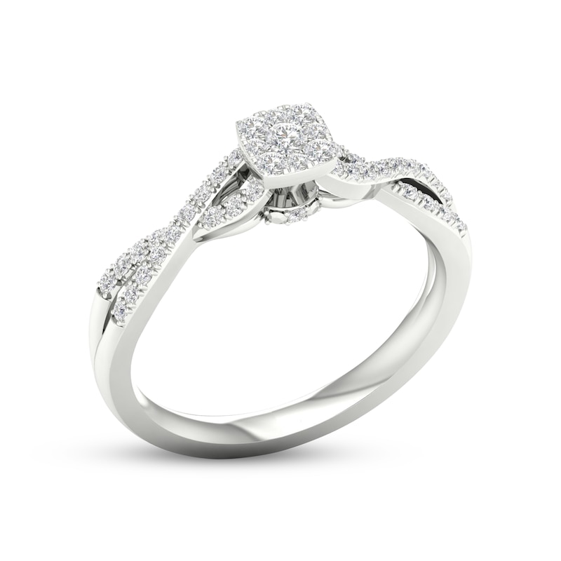 Main Image 2 of Multi-Diamond Cushion Twist Promise Ring 1/6 ct tw Sterling Silver