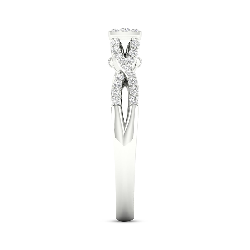 Main Image 3 of Multi-Diamond Cushion Twist Promise Ring 1/6 ct tw Sterling Silver