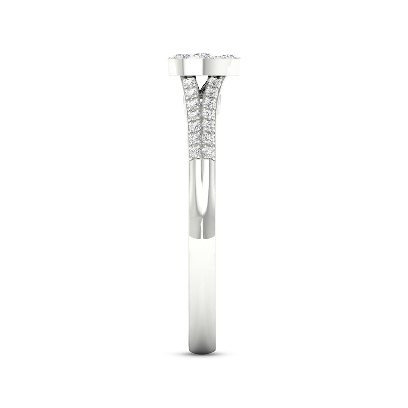 Main Image 3 of Multi-Diamond Heart Split Shank Promise Ring 1/6 ct tw Sterling Silver