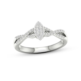 Multi-Diamond Marquise Twist Promise Ring 1/6 ct tw Sterling Silver