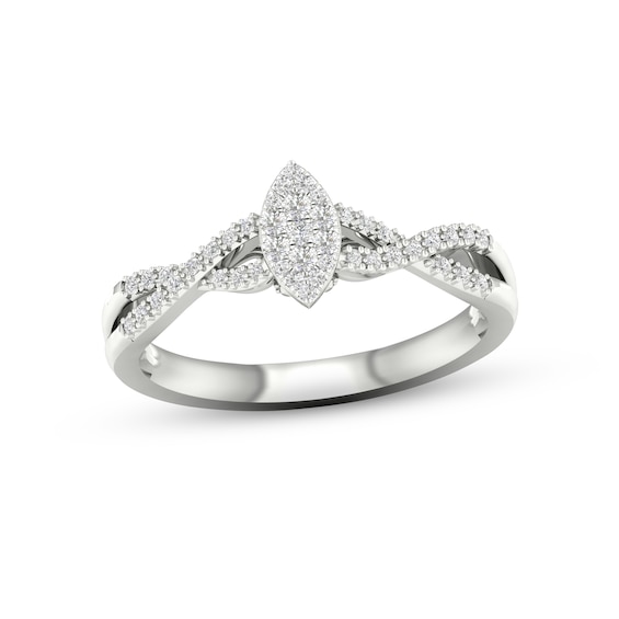 Multi-Diamond Marquise Twist Promise Ring 1/6 ct tw Sterling Silver