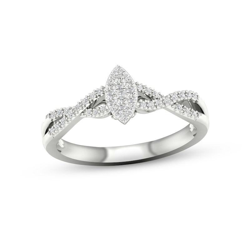 Main Image 1 of Multi-Diamond Marquise Twist Promise Ring 1/6 ct tw Sterling Silver