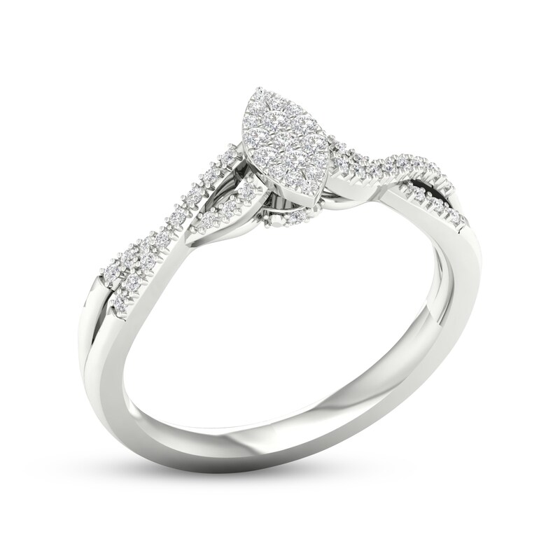 Main Image 2 of Multi-Diamond Marquise Twist Promise Ring 1/6 ct tw Sterling Silver