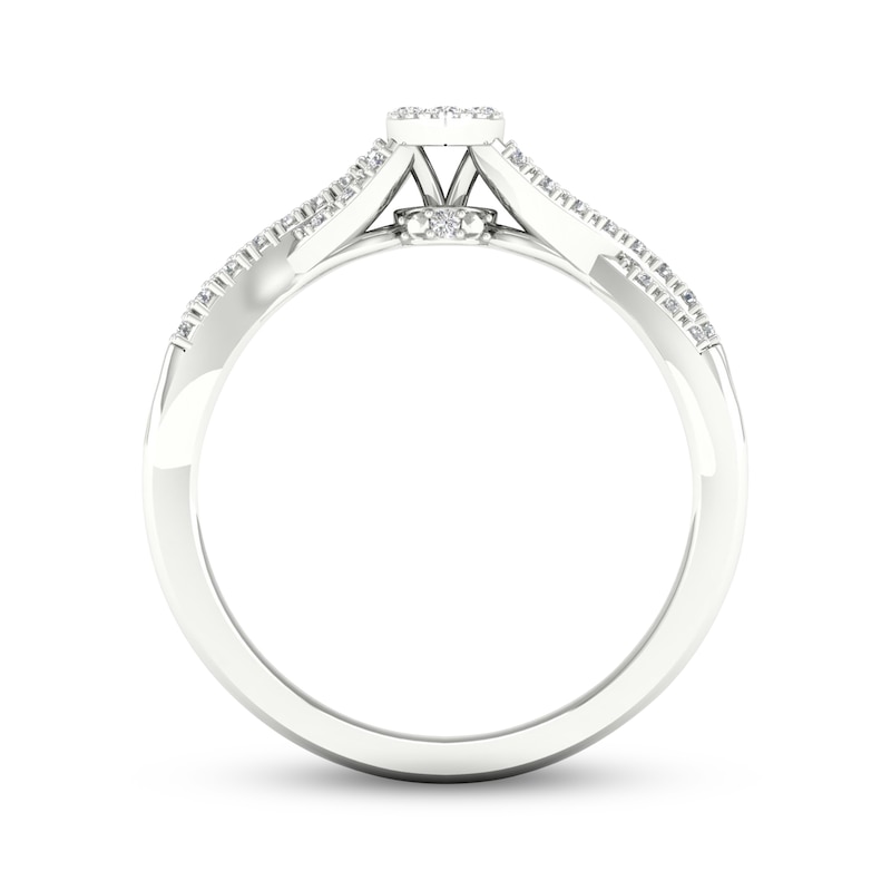 Main Image 4 of Multi-Diamond Marquise Twist Promise Ring 1/6 ct tw Sterling Silver