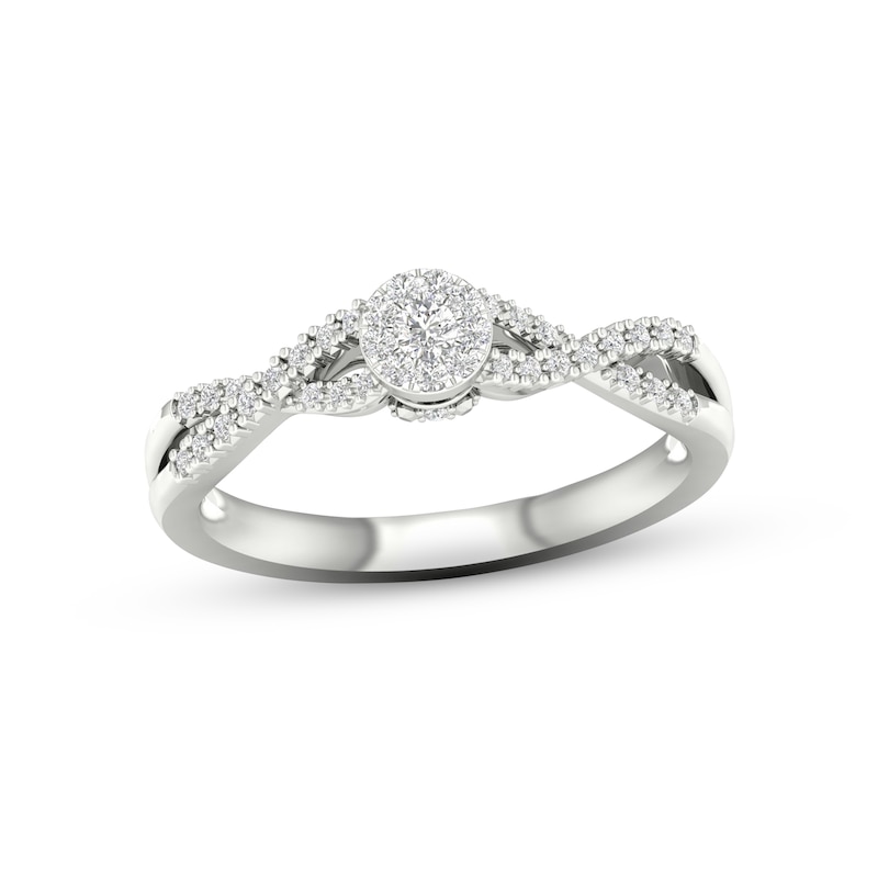 Main Image 1 of Multi-Diamond Circle Twist Promise Ring 1/6 ct tw Sterling Silver