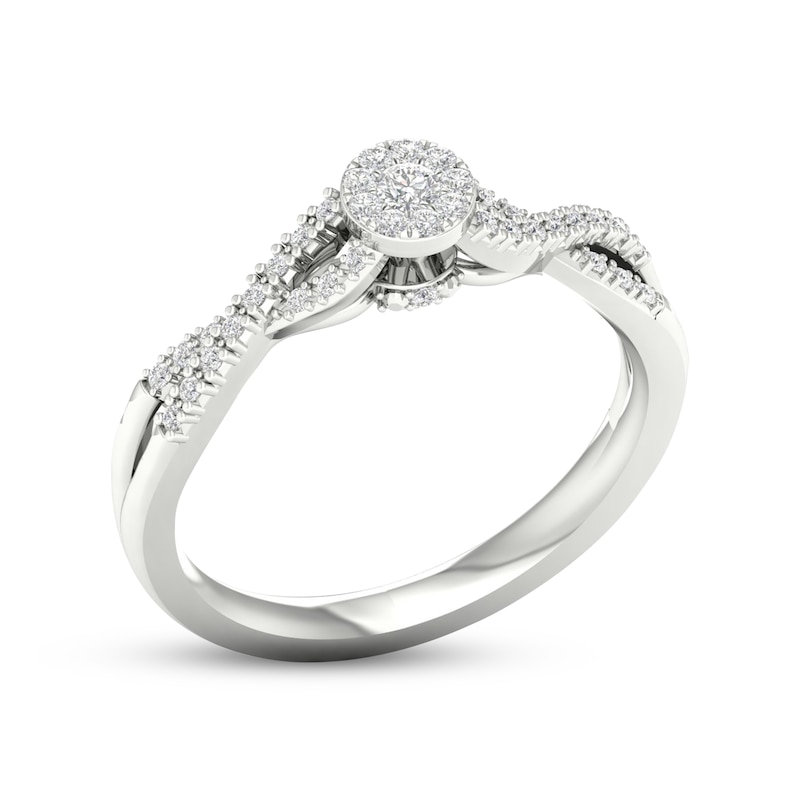 Main Image 2 of Multi-Diamond Circle Twist Promise Ring 1/6 ct tw Sterling Silver