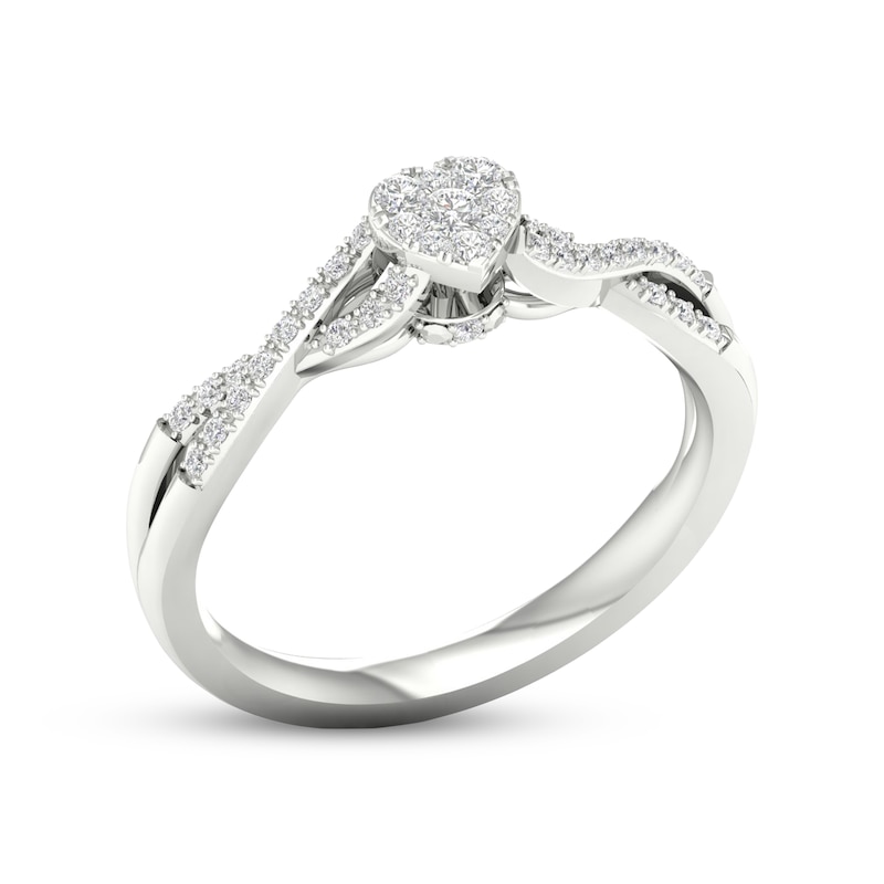 Main Image 2 of Multi-Diamond Heart Twist Promise Ring 1/6 ct tw Sterling Silver