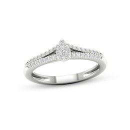 Multi-Diamond Teardrop Promise Ring 1/6 ct tw Sterling Silver