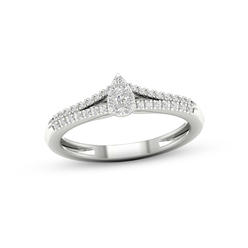 Main Image 1 of Multi-Diamond Teardrop Promise Ring 1/6 ct tw Sterling Silver
