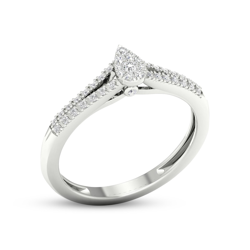 Main Image 2 of Multi-Diamond Teardrop Promise Ring 1/6 ct tw Sterling Silver