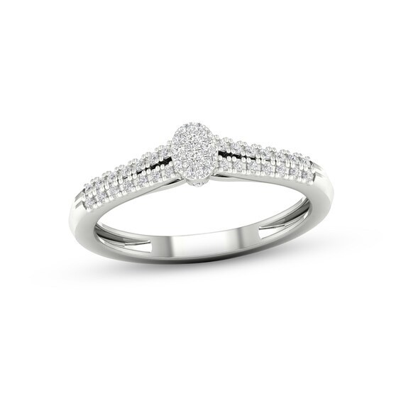 Multi-Diamond Oval Promise Ring 1/6 ct tw Sterling Silver