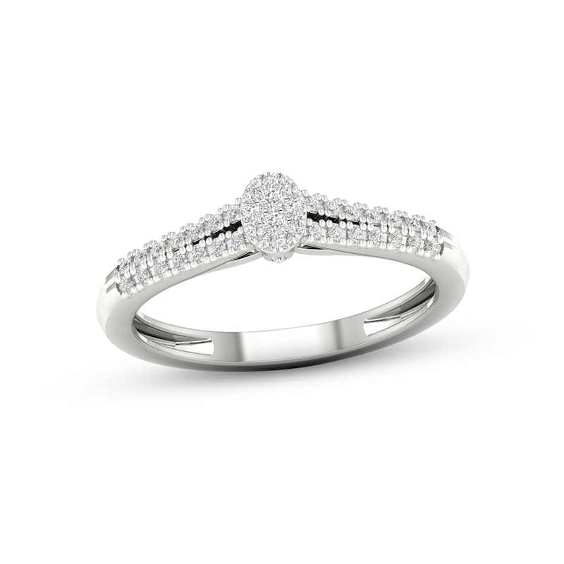 Main Image 1 of Multi-Diamond Oval Promise Ring 1/6 ct tw Sterling Silver