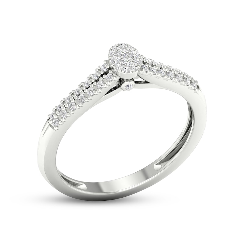 Main Image 2 of Multi-Diamond Oval Promise Ring 1/6 ct tw Sterling Silver