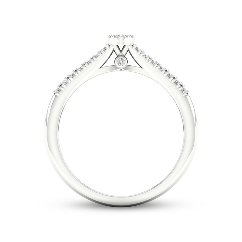 Multi-Diamond Center Oval Promise Ring 1/6 ct tw Round-cut Sterling Silver