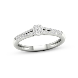 Multi-Diamond Cushion Promise Ring 1/6 ct tw Sterling Silver