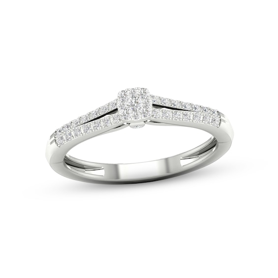 Multi-Diamond Cushion Promise Ring 1/6 ct tw Sterling Silver