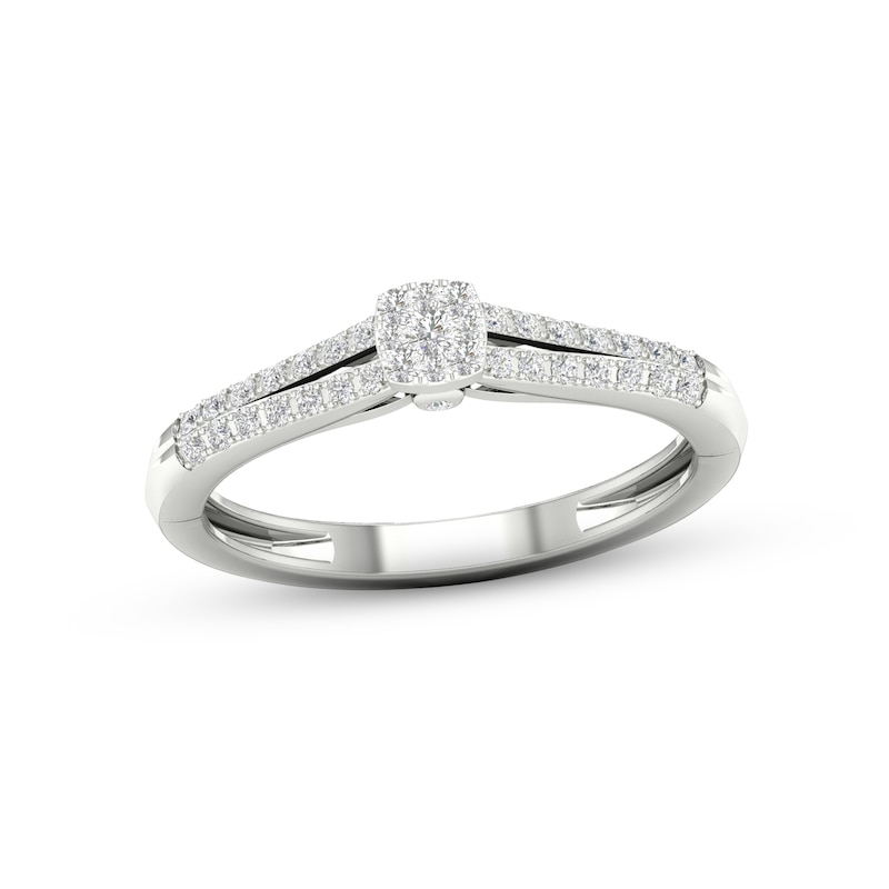 Main Image 1 of Multi-Diamond Cushion Promise Ring 1/6 ct tw Sterling Silver