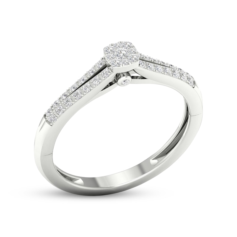 Main Image 2 of Multi-Diamond Cushion Promise Ring 1/6 ct tw Sterling Silver