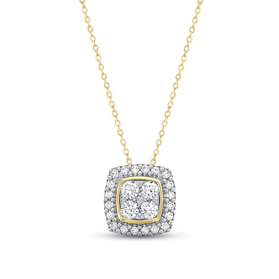 KAY Lab-Grown Diamonds Cushion Frame Necklace 1/2 ct tw 14K Yellow Gold 18"