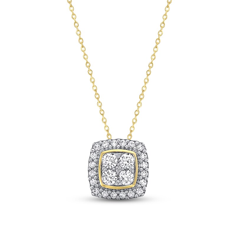 Main Image 1 of KAY Lab-Grown Diamonds Cushion Frame Necklace 1/2 ct tw 14K Yellow Gold 18&quot;