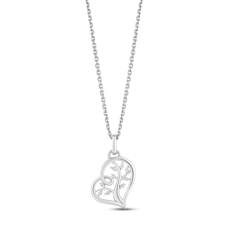 Hallmark Diamonds Family Tree Heart Necklace Sterling Silver 18"