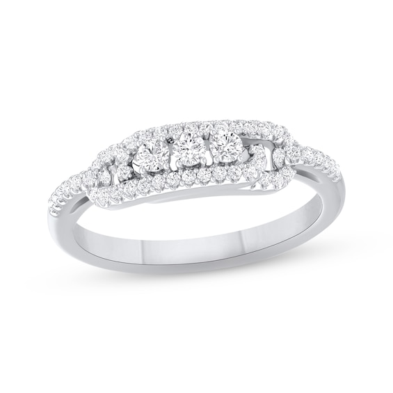 Diamond Three-Stone Ring 1/3 ct tw Round-cut 10K White Gold