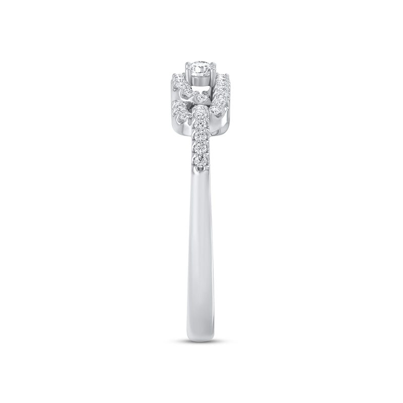 Main Image 3 of Diamond Three-Stone Ring 1/3 ct tw Round-cut 10K White Gold