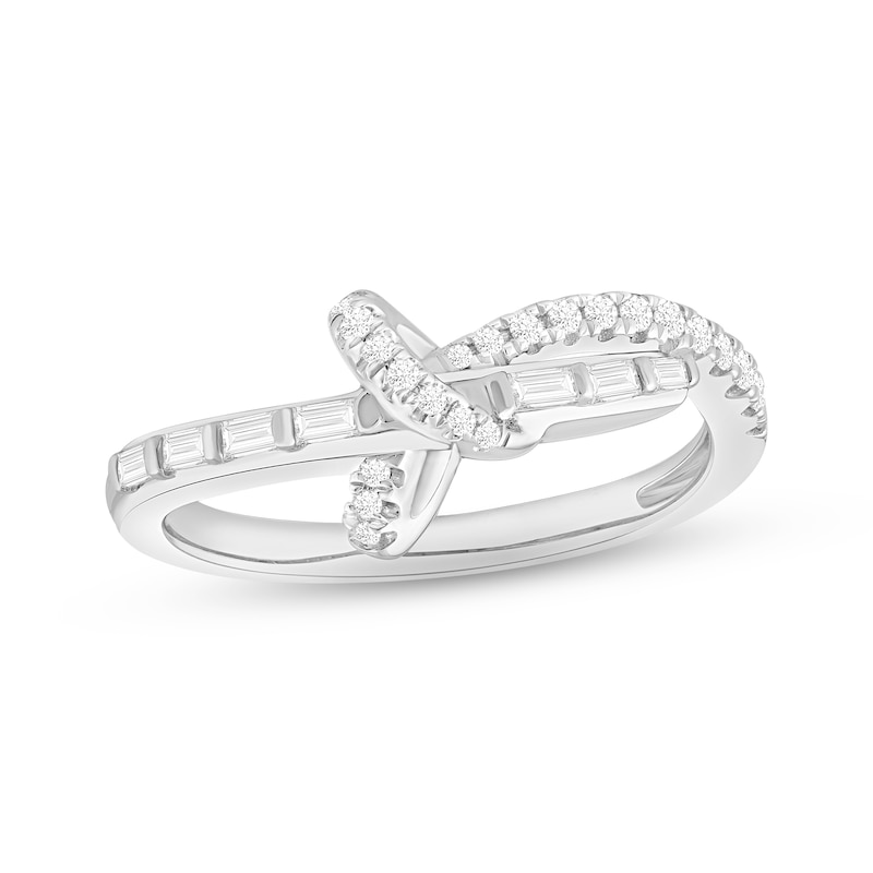 Sterling Forever Sterling Silver Thin Love Knot Ring - White - US 7