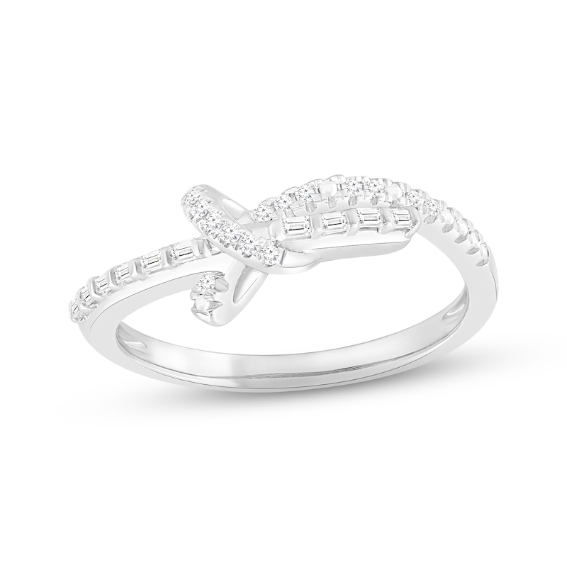Diamond Knot Ring 1/8 ct tw Baguette & Round-cut Sterling Silver