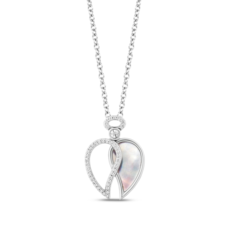Main Image 1 of Hallmark Diamonds Mother of Pearl Angel Necklace 1/8 ct tw Sterling Silver 18&quot;
