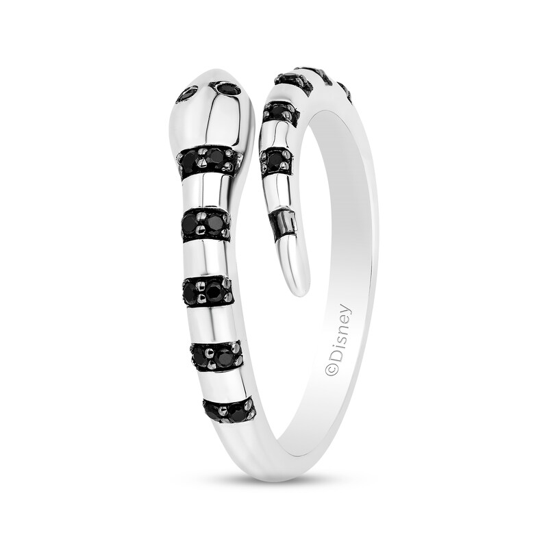 Disney Treasures The Nightmare Before Christmas Black Diamond Snake Ring 1/6 ct tw Sterling Silver