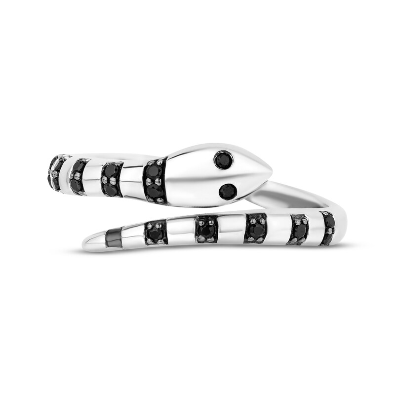 Disney Treasures The Nightmare Before Christmas Black Diamond Snake Ring 1/6 ct tw Sterling Silver