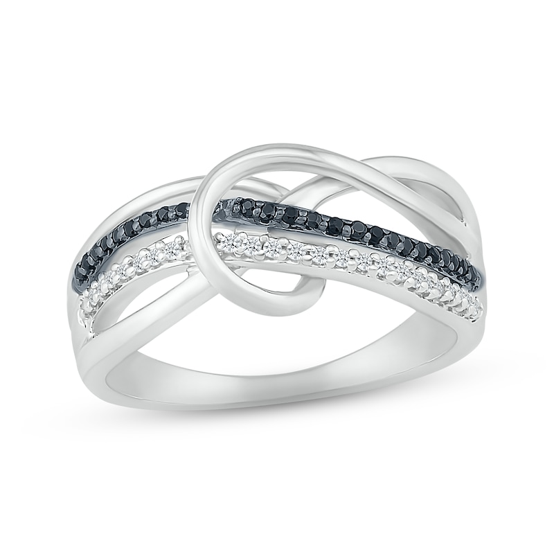 Black & White Diamond Twist Ring 1/6 ct tw Round-cut Sterling Silver