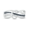 Thumbnail Image 1 of Black & White Diamond Twist Ring 1/6 ct tw Round-cut Sterling Silver
