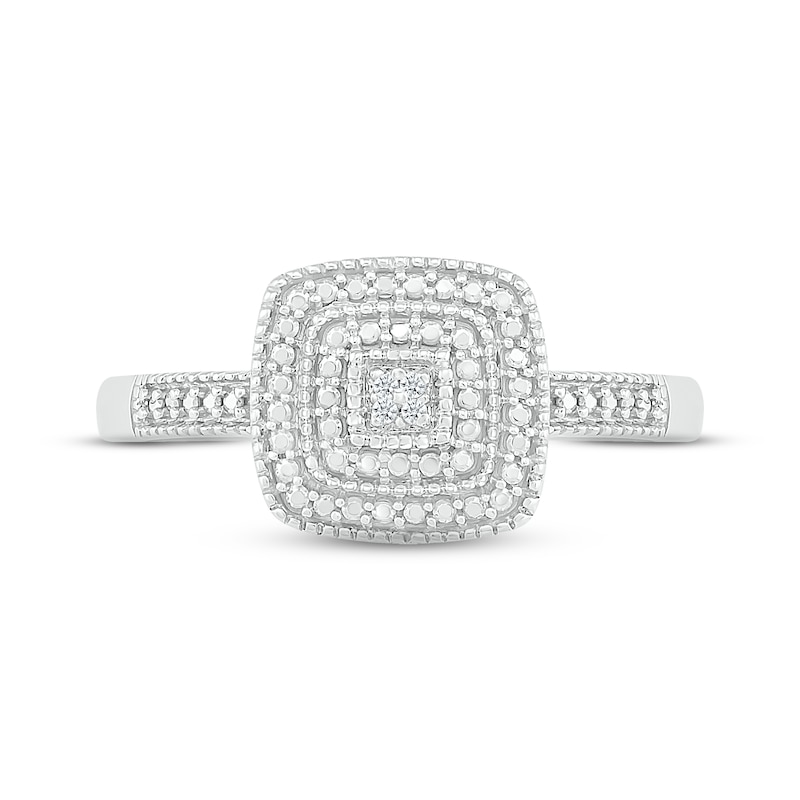 Main Image 2 of Diamond Milgrain Cushion Ring Sterling Silver