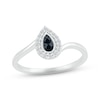 Thumbnail Image 0 of Black & White Diamond Ring 1/6 ct tw Pear & Round-cut Sterling