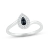 Thumbnail Image 1 of Black & White Diamond Ring 1/6 ct tw Pear & Round-cut Sterling
