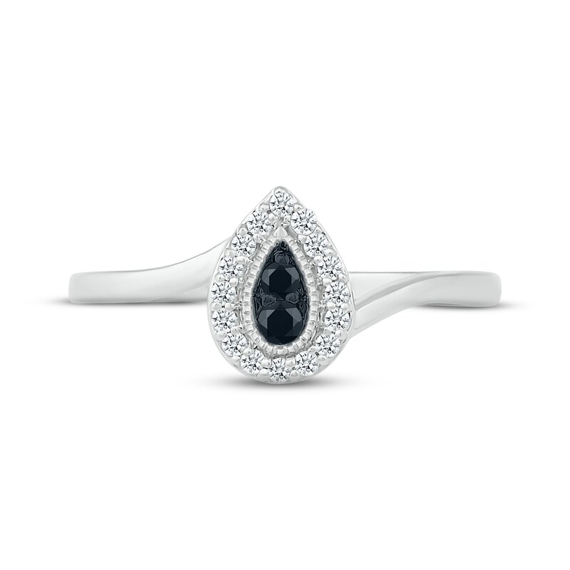 Main Image 2 of Black & White Diamond Ring 1/6 ct tw Pear & Round-cut Sterling