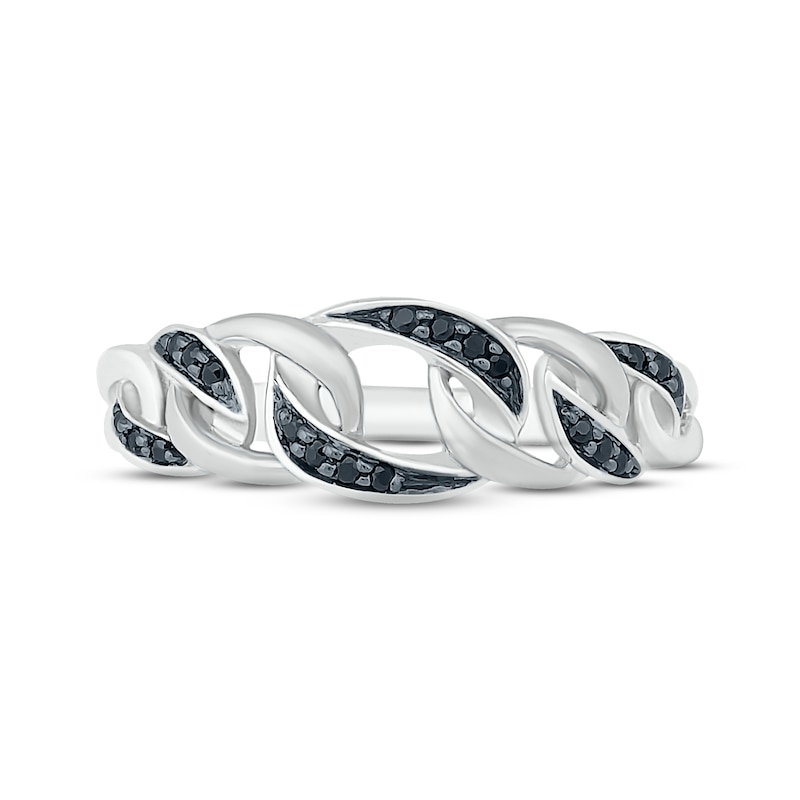Main Image 2 of Black Diamond Link Ring 1/10 ct tw Round-cut Sterling Silver