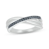 Thumbnail Image 1 of Black Diamond Crisscross Ring 1/10 ct tw Round-cut Sterling Silver