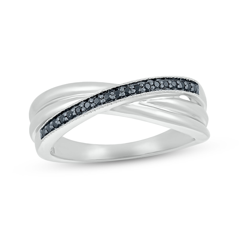Black Diamond Crisscross Ring 1/10 ct tw Round-cut Sterling Silver