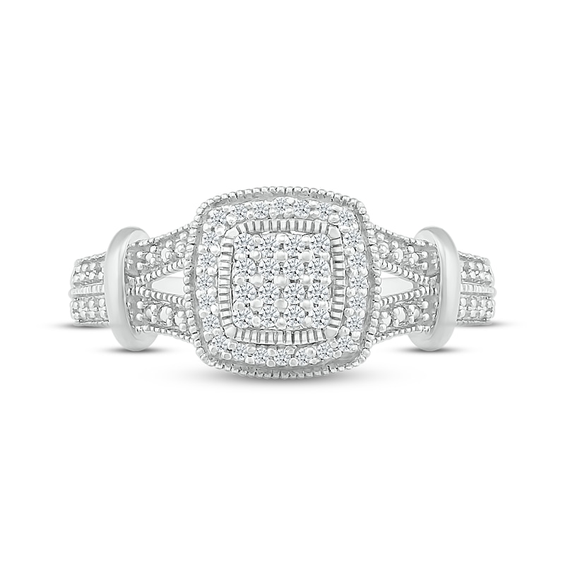 Main Image 2 of Diamond Split Cushion Ring 1/6 ct tw Round-cut Sterling Silver