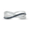 Thumbnail Image 1 of Black & White Diamond Crisscross Ring 1/10 ct tw Round-cut Sterling Silver