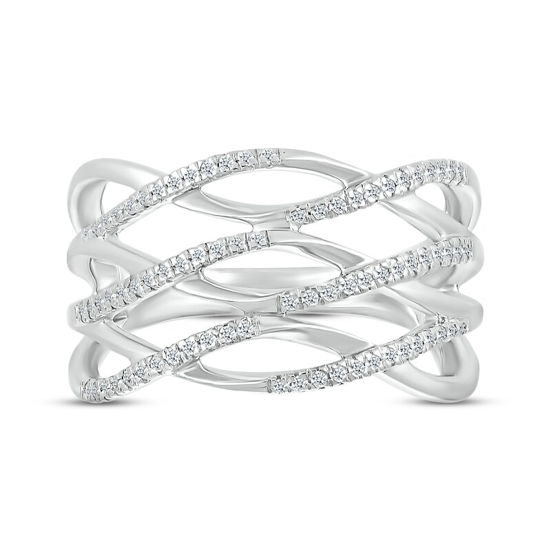 Main Image 2 of Diamond Wide Band Waves Ring 1/6 ct tw Round-cut Sterling Silver