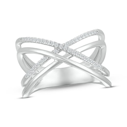 Diamond Crisscross Ring 1/8 ct tw Round-cut Sterling Silver