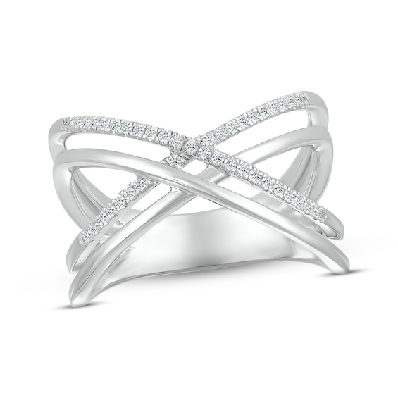 Diamond Crisscross Ring 1/8 ct tw Round-cut Sterling Silver