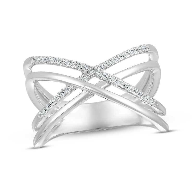 Main Image 1 of Diamond Crisscross Ring 1/8 ct tw Round-cut Sterling Silver