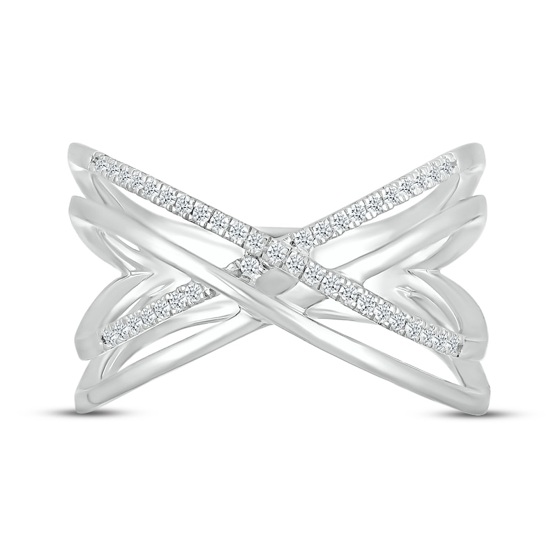 Diamond Crisscross Ring 1/8 ct tw Round-cut Sterling Silver